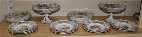 Late 19th century Continental porcelain part dessert service